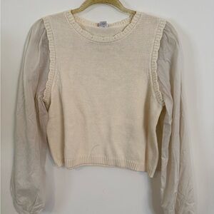 Melrose and Market Cream Puff Sleeve Crop Blouse